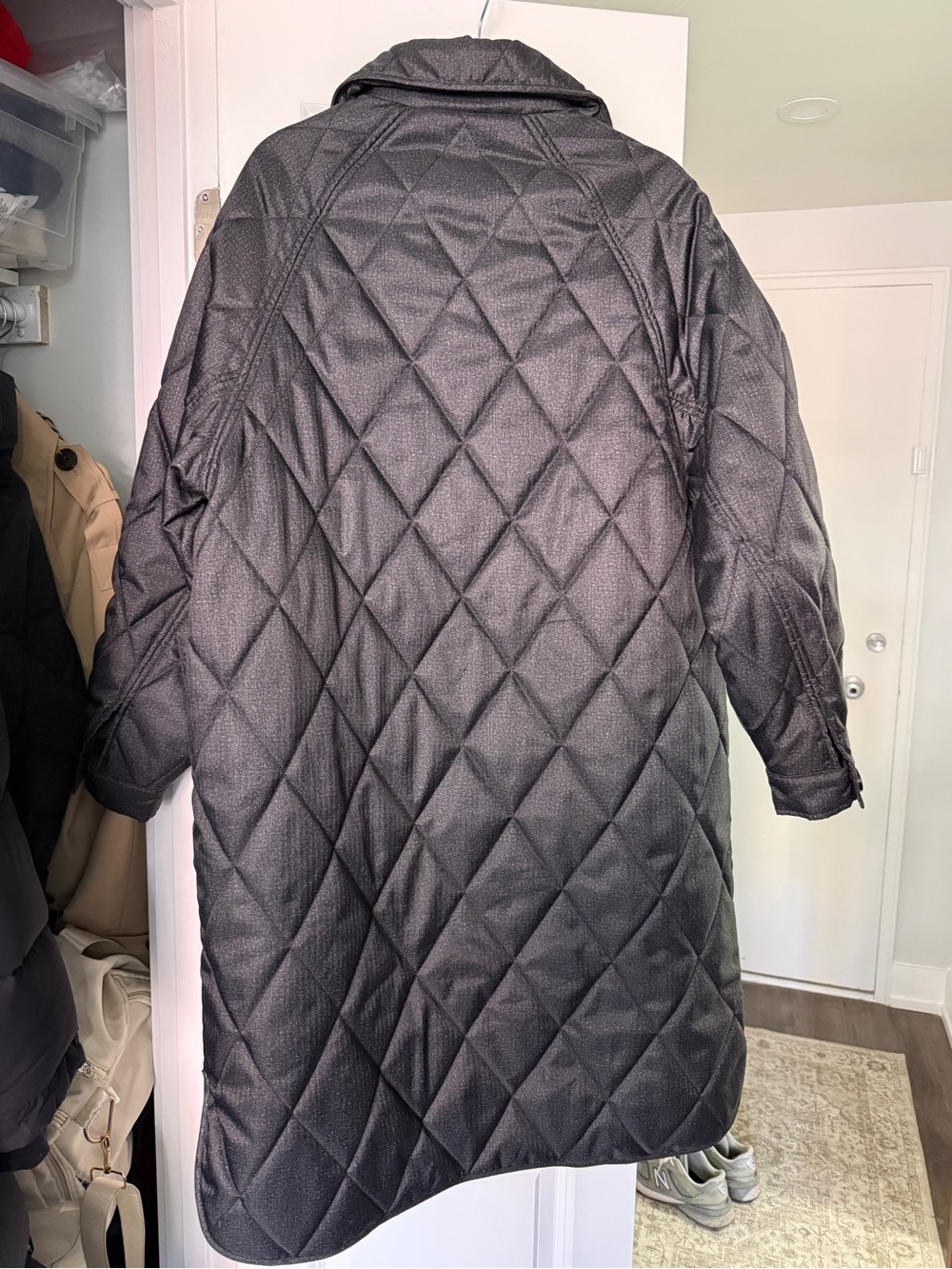Long Diamond-Quilted Puffer Coat - Picture 3 of 3